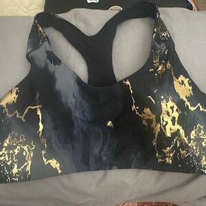 Old Navy Black and Gold Marble Sports Bra